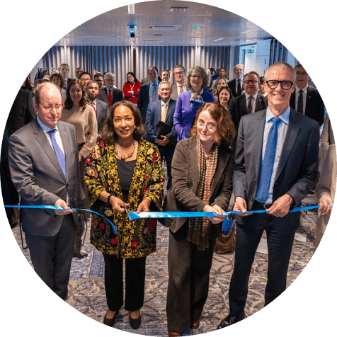 International partners and business leaders at a ribbon-cutting ceremony launching trade and SME development initiatives